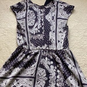 Ann Taylor Paisley Print Women’s Silk Dress - Navy and White